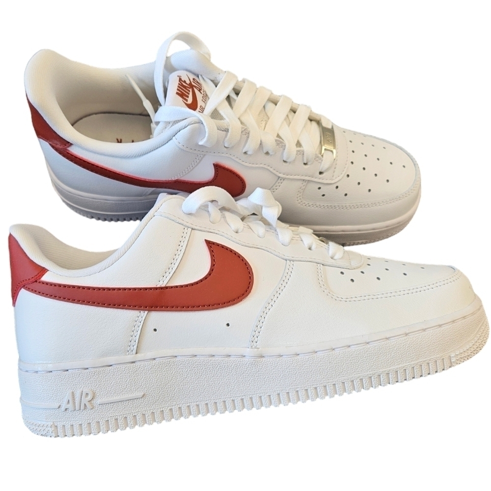 Nike Air Force 1 '07 Sneakers White Rust Orange NEW